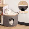 Cat House Cat Bed for Cats; Wooden Corner Cat House Cave with 2 Washable Cushions