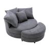 Orisfur. 360&deg; Swivel Accent Barrel Chair with Storage Ottoman &amp; 4 Pillows; Modern Linen Leisure Chair Round Accent for Living Room