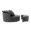 Orisfur. 360&deg; Swivel Accent Barrel Chair with Storage Ottoman &amp; 4 Pillows; Modern Linen Leisure Chair Round Accent for Living Room
