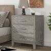 Modern Concise Style Solid wood Grey grain Three-Drawer Nightstand