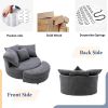 Orisfur. 360&deg; Swivel Accent Barrel Chair with Storage Ottoman &amp; 4 Pillows; Modern Linen Leisure Chair Round Accent for Living Room