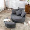 Orisfur. 360&deg; Swivel Accent Barrel Chair with Storage Ottoman &amp; 4 Pillows; Modern Linen Leisure Chair Round Accent for Living Room