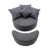 Orisfur. 360&deg; Swivel Accent Barrel Chair with Storage Ottoman &amp; 4 Pillows; Modern Linen Leisure Chair Round Accent for Living Room