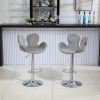 COOLMORE Swivel Bar Stools Set of 2 Adjustable Counter Height Chairs with Footrest for Kitchen, Dining Room