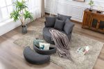 Orisfur. 360&deg; Swivel Accent Barrel Chair with Storage Ottoman &amp; 4 Pillows; Modern Linen Leisure Chair Round Accent for Living Room