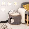 Cat House Cat Bed for Cats; Wooden Corner Cat House Cave with 2 Washable Cushions