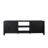 TV stand furniture with 6 storage compartments and 1 shelf cabinet; Black