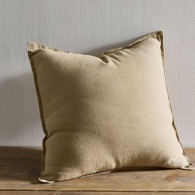 Pure Cotton And Linen Linen Solid Color Pillow Simple Modern (Option: 45x45cm With Core-Bean Curd)
