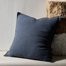 Pure Cotton And Linen Linen Solid Color Pillow Simple Modern (Option: 45x45cm With Core-Tibetan Blue)