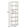 6' Tall 6-Tier Metal Framed Bookcase; Rustic Brown; White
